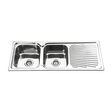 Dante S/S Double Bowl Sink With Drainer