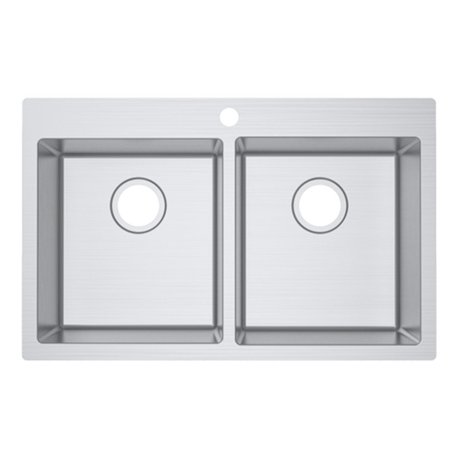 Impact S/S Top Mounted Sq Double Bowl Sink With Tap Hole