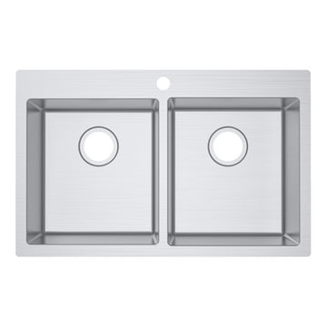 Impact S/S Top Mounted Sq Double Bowl Sink With Tap Hole