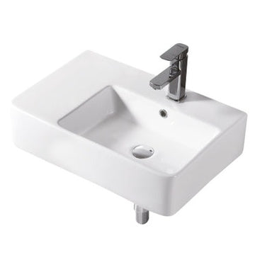 Urbano Wall Hung Ceramic Basin Right Hand Bowl