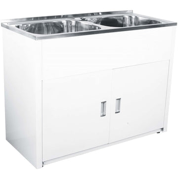 Lavassa Double Bowl Laundry Trough & Cabinet 45L Each Bowl